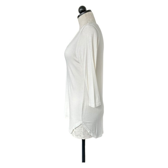 P.S. Kate Anna Criss Cross Top Semi Sheer Off White Tunic 3/4 Sleeve Size M - Picture 4 of 10